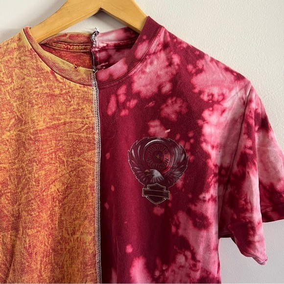 Half & Half Harley Davidson Tie-Dye Tee | Small | Vintage - Picture 2 of 3